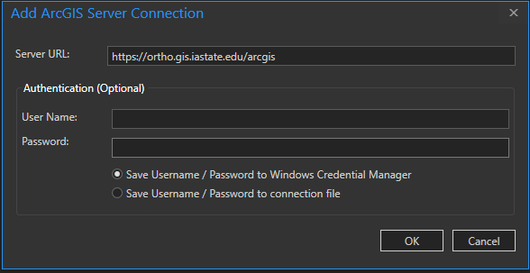 Add ArcGIS Server Connection