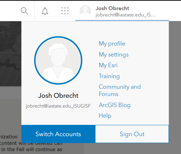 Dropdown showing options in ArcGIS Online